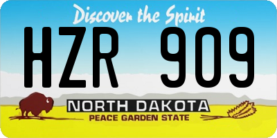 ND license plate HZR909