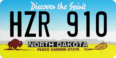 ND license plate HZR910