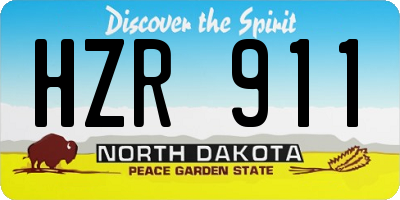 ND license plate HZR911