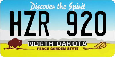 ND license plate HZR920