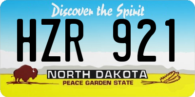 ND license plate HZR921
