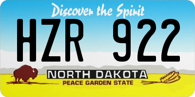 ND license plate HZR922