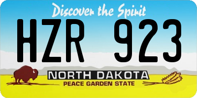 ND license plate HZR923