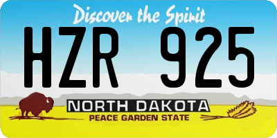 ND license plate HZR925