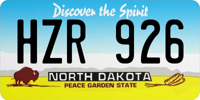ND license plate HZR926