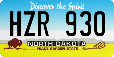 ND license plate HZR930