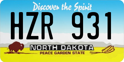 ND license plate HZR931