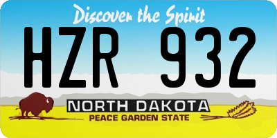 ND license plate HZR932