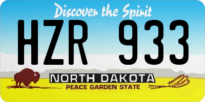 ND license plate HZR933