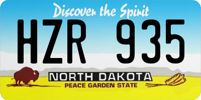ND license plate HZR935