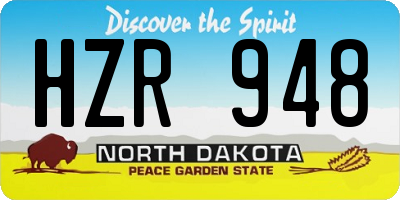 ND license plate HZR948