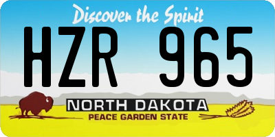 ND license plate HZR965