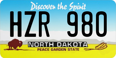 ND license plate HZR980