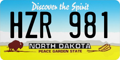 ND license plate HZR981