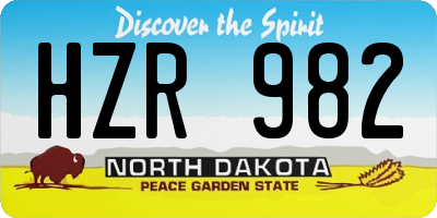ND license plate HZR982