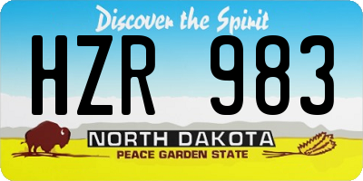 ND license plate HZR983