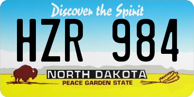 ND license plate HZR984