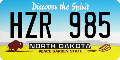 ND license plate HZR985