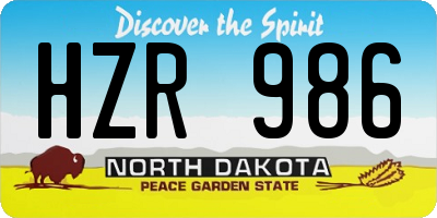 ND license plate HZR986