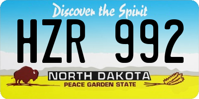ND license plate HZR992