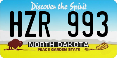 ND license plate HZR993