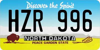ND license plate HZR996