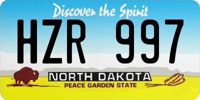 ND license plate HZR997