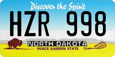 ND license plate HZR998