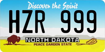 ND license plate HZR999