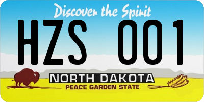 ND license plate HZS001