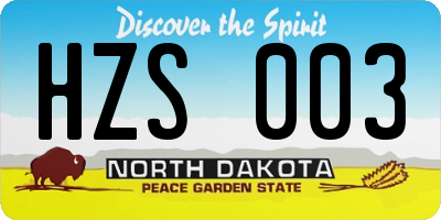 ND license plate HZS003