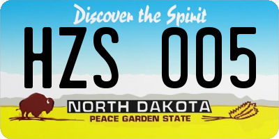 ND license plate HZS005
