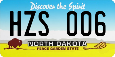 ND license plate HZS006