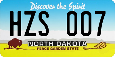 ND license plate HZS007