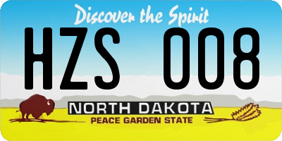 ND license plate HZS008