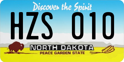 ND license plate HZS010