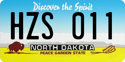 ND license plate HZS011