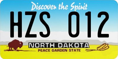 ND license plate HZS012