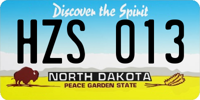 ND license plate HZS013