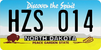 ND license plate HZS014