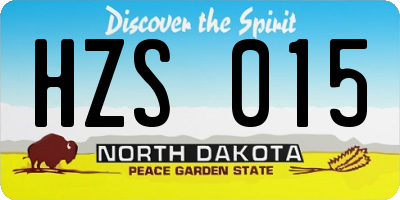 ND license plate HZS015