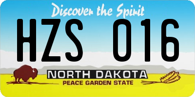 ND license plate HZS016
