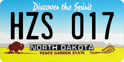 ND license plate HZS017