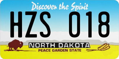 ND license plate HZS018