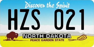 ND license plate HZS021