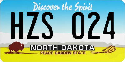 ND license plate HZS024