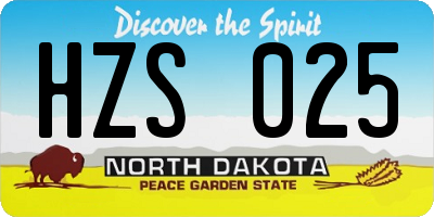 ND license plate HZS025