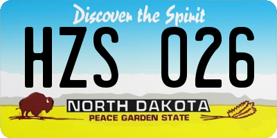 ND license plate HZS026