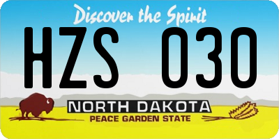 ND license plate HZS030