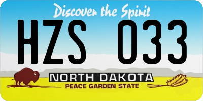 ND license plate HZS033